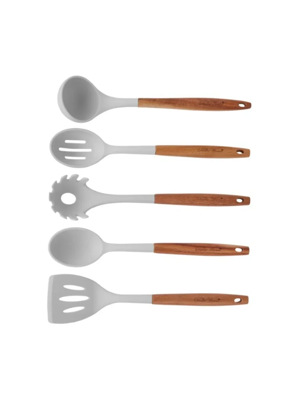 The Woman Pioneer Gray 10-Piece Silicone-Tipped Wood Handles Cooking Utensil